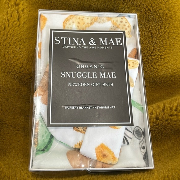 STINA & MAE Safari Life Organic Cotton Snuggle Me Home Baby Blanket NEW - Picture 2 of 7